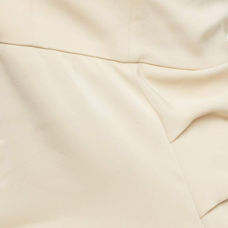 Pre Owned Elisabetta Franchi Beige Stretch Crepe Strapless Maxi Dress M