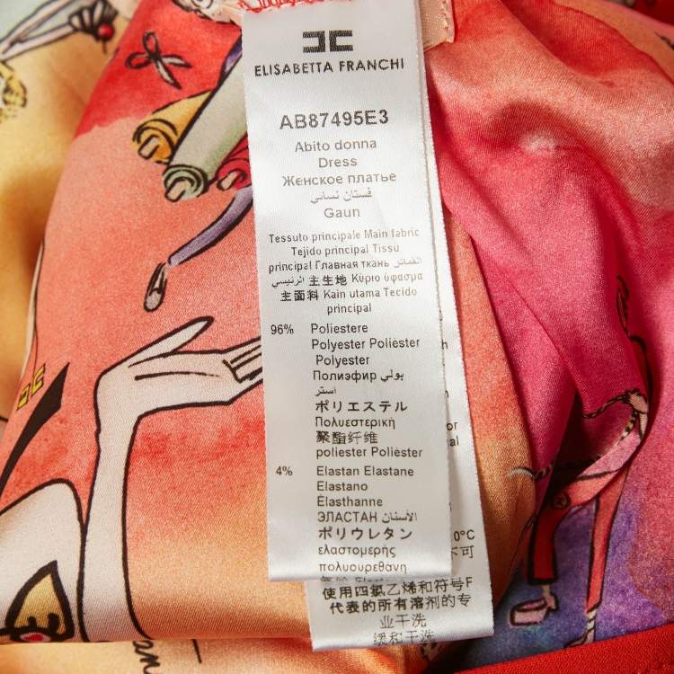 Pre Owned Elisabetta Franchi 20th Anniversary Orange Crepe Shift Dress M