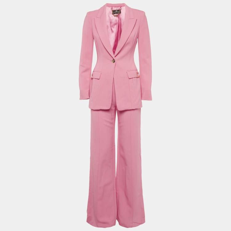 Pre Owned Elisabetta Franchi Pink Crepe Tailored Suit S