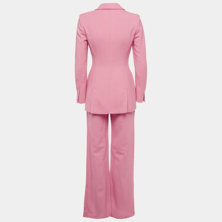 Pre Owned Elisabetta Franchi Pink Crepe Tailored Suit S