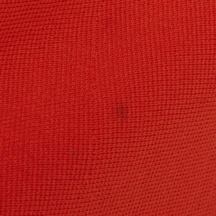 Pre Owned Elisabetta Franchi Orange Knit Flared Midi Skirt M