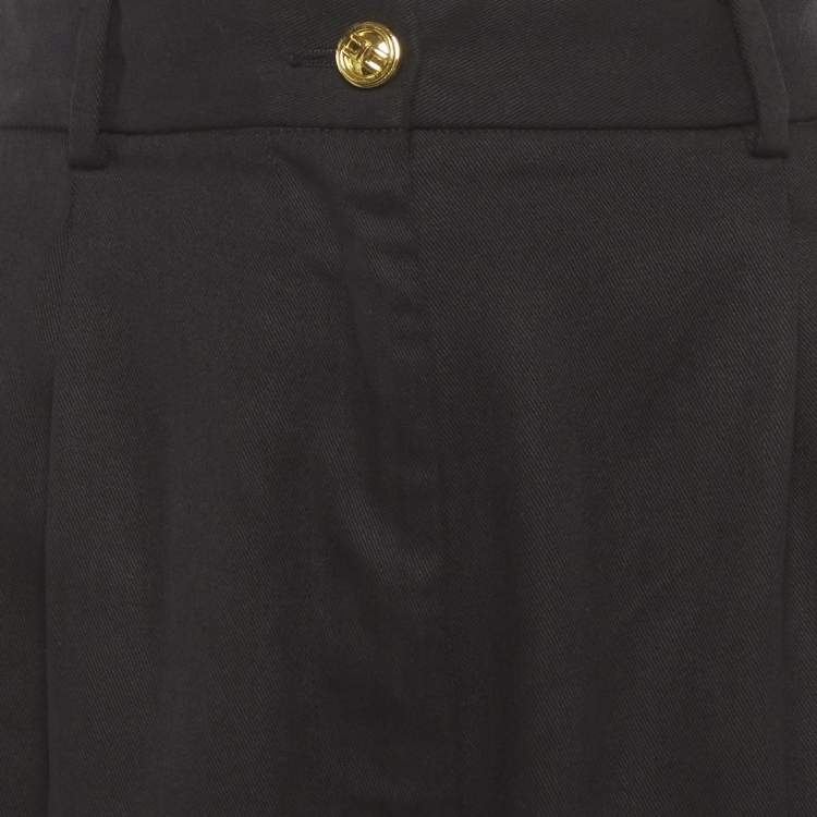 Pre Owned Elisabetta Franchi Black Gabardine Pleated Trousers M