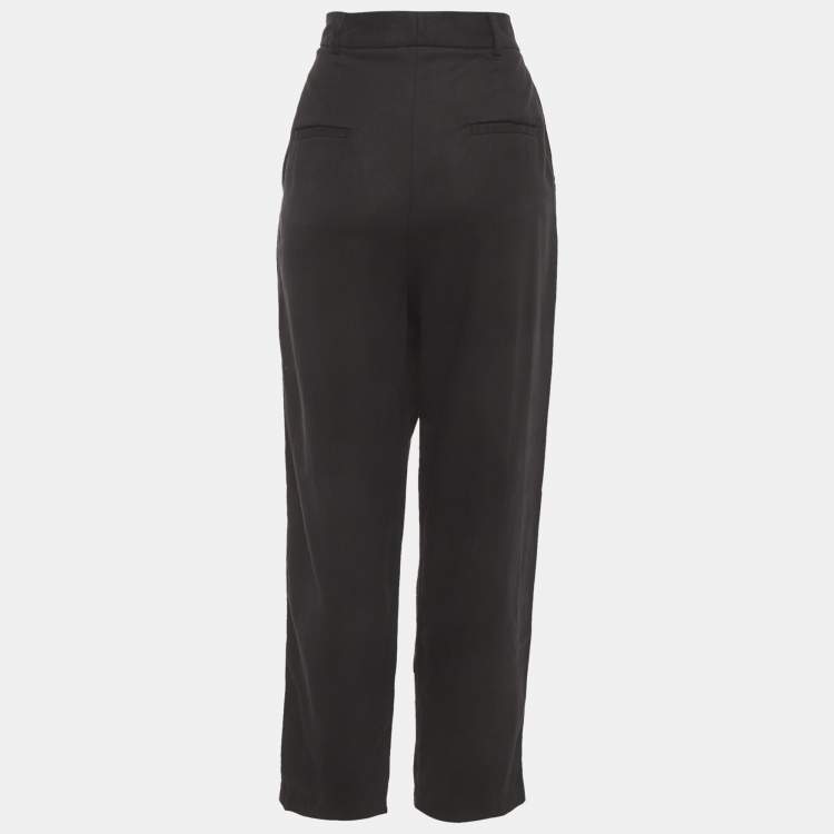 Pre Owned Elisabetta Franchi Black Gabardine Pleated Trousers M