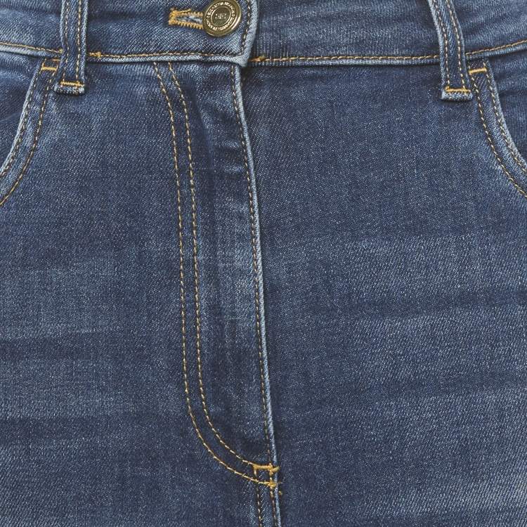 Pre Owned Elisabetta Franchi Blue Faded Denim Skinny Jeans M/Waist 28"