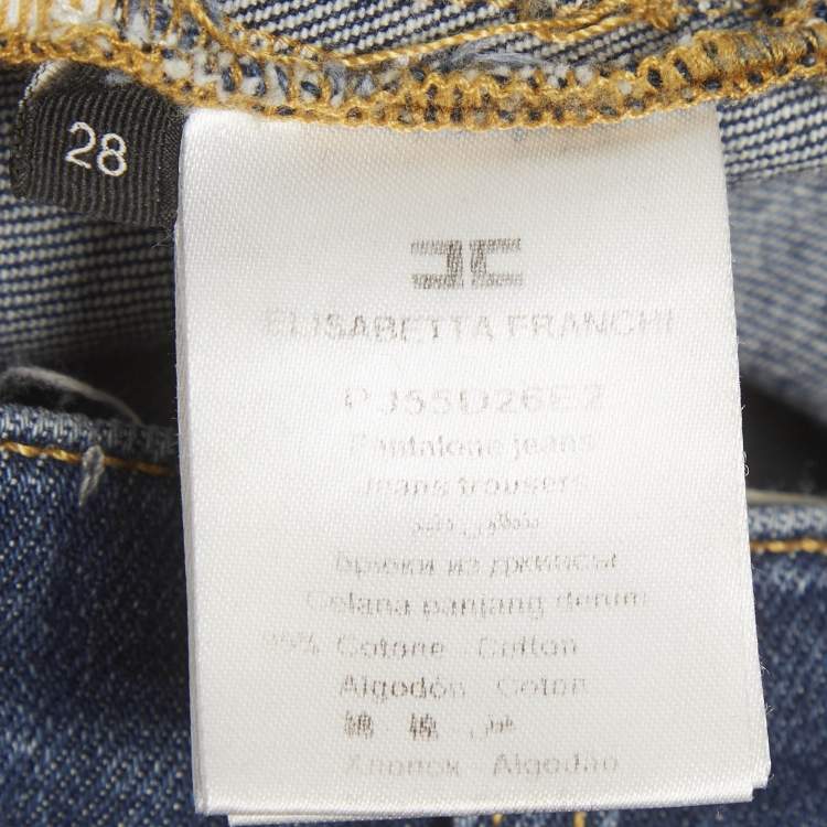 Pre Owned Elisabetta Franchi Blue Faded Denim Skinny Jeans M/Waist 28"