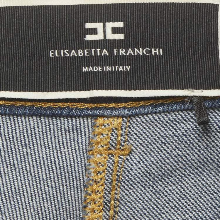 Pre Owned Elisabetta Franchi Blue Faded Denim Skinny Jeans M/Waist 28"
