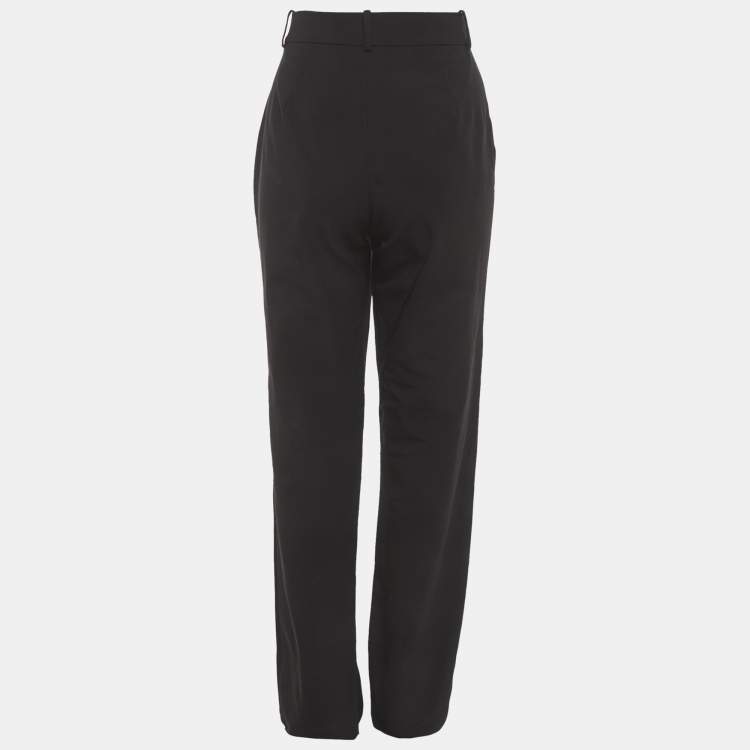 Pre Owned Elisabetta Franchi Black Crepe Trousers L