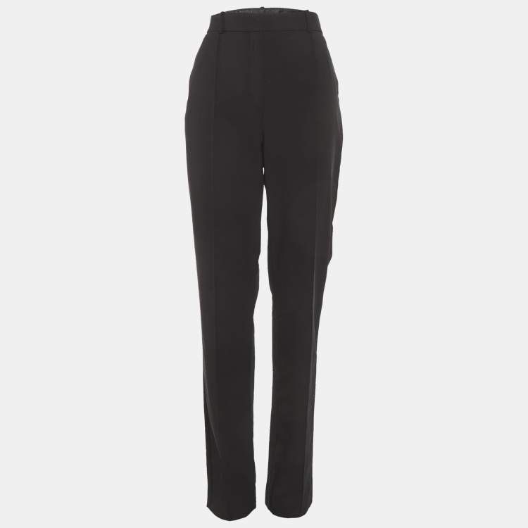 Pre Owned Elisabetta Franchi Black Crepe Trousers L