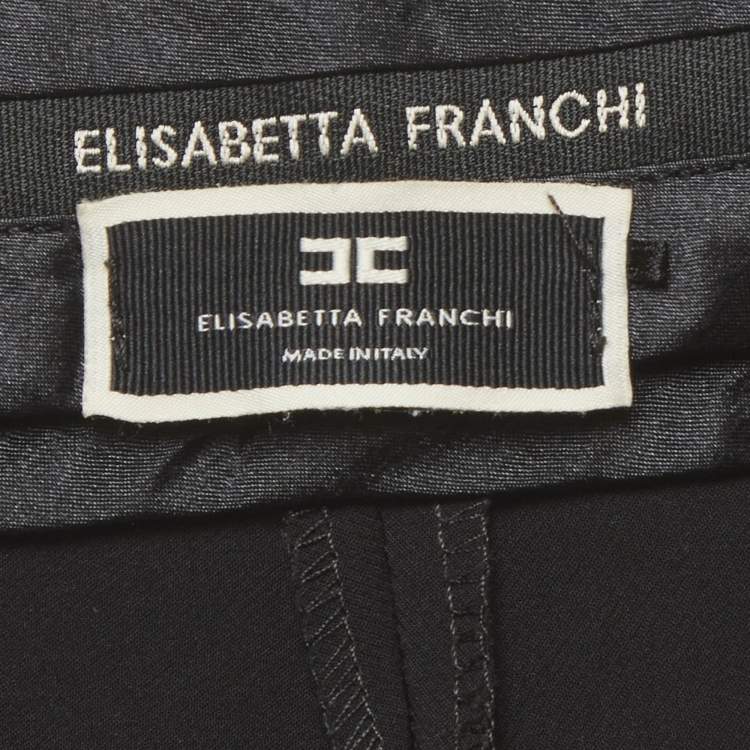 Pre Owned Elisabetta Franchi Black Crepe Trousers L