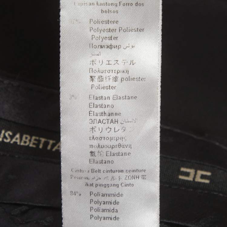 Pre Owned Elisabetta Franchi Black Crepe Trousers L