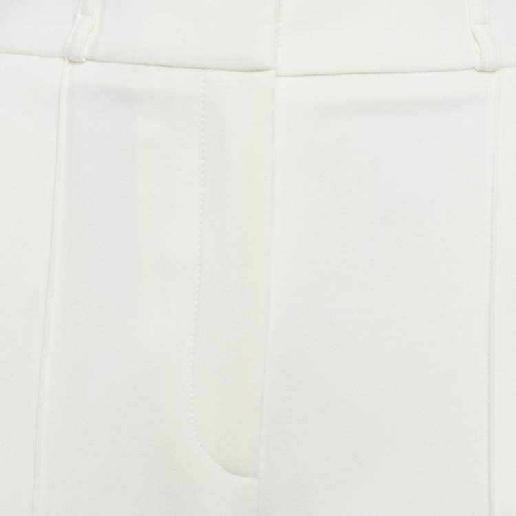 Pre Owned Elisabetta Franchi White Stretch Gabardine Trousers M