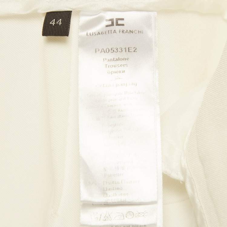 Pre Owned Elisabetta Franchi White Stretch Gabardine Trousers M