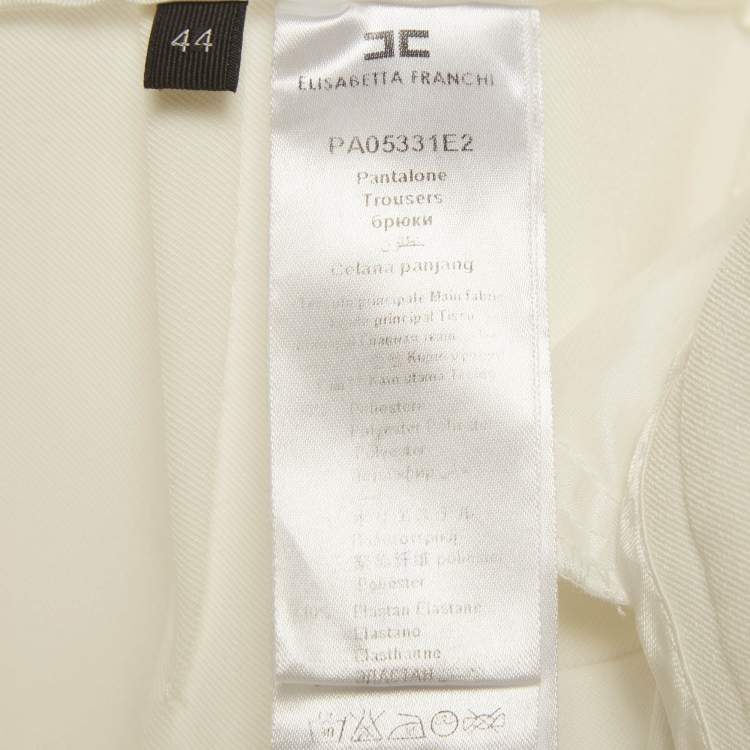 Pre Owned Elisabetta Franchi White Stretch Gabardine Trousers M