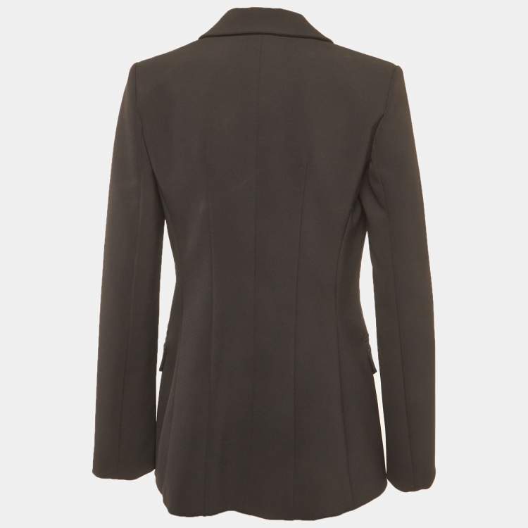 Pre Owned Elisabetta Franchi Black Crepe Blazer L