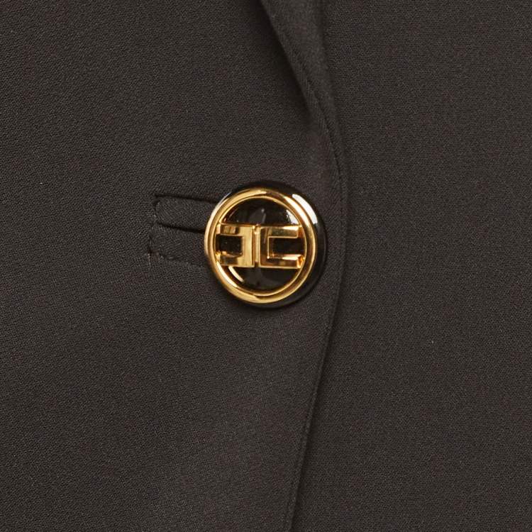 Pre Owned Elisabetta Franchi Black Crepe Blazer L