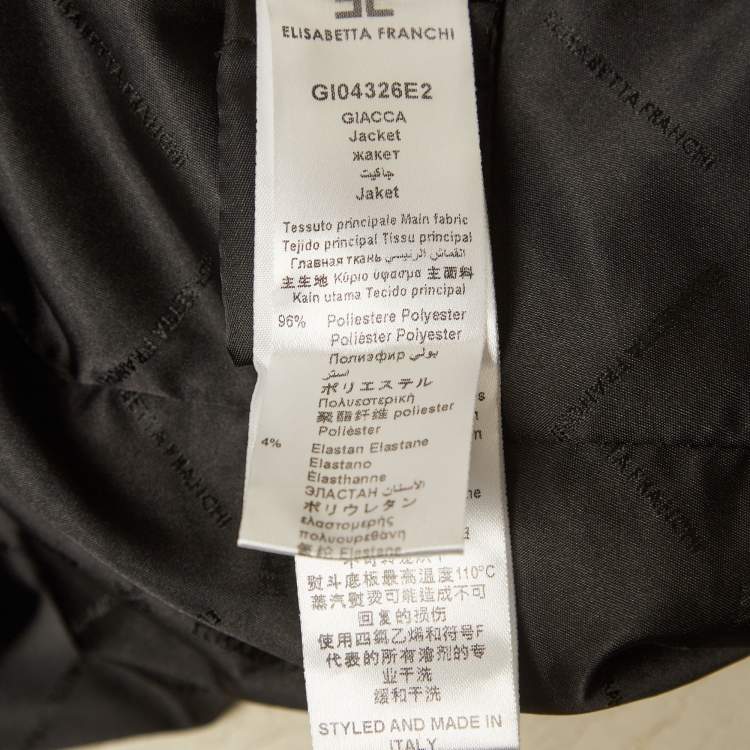 Pre Owned Elisabetta Franchi Black Crepe Blazer L