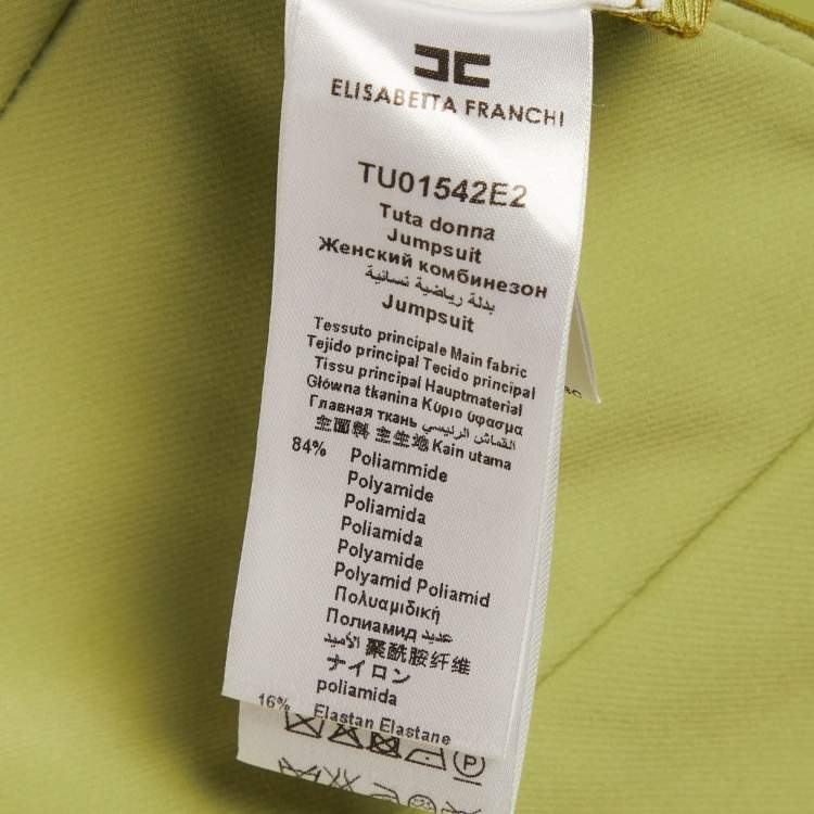 Pre Owned Elisabetta Franchi Green Stretch Crepe Tuta Donna Jumpsuit M