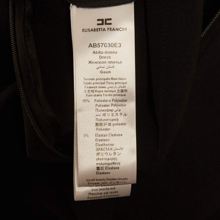 Pre Owned Elisabetta Franchi Black Crepe Embroidered Maxi Dress M