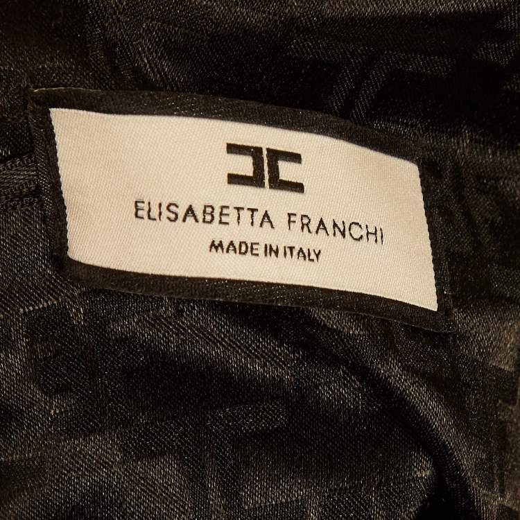 Pre Owned Elisabetta Franchi Black Crepe Embroidered Maxi Dress M