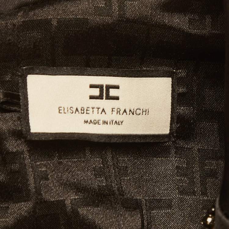 Pre Owned Elisabetta Franchi Black Crepe Embroidered Maxi Dress M