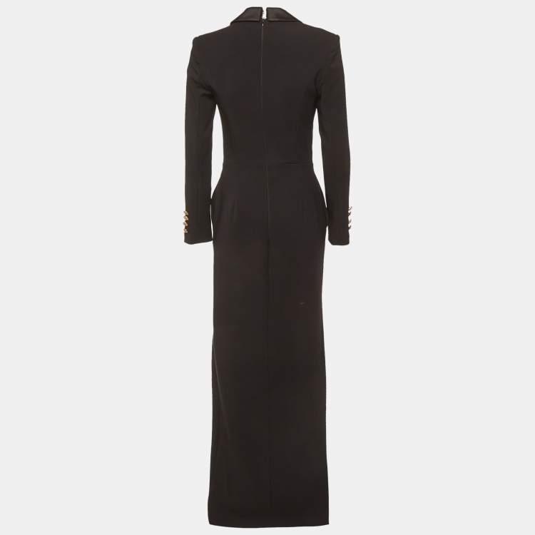Pre Owned Elisabetta Franchi Black Crepe Embroidered Maxi Dress M