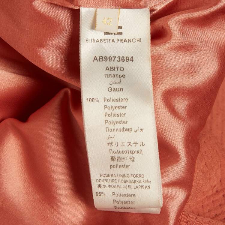 Pre Owned Elisabetta Franchi Pink Seersucker Peplum Top M