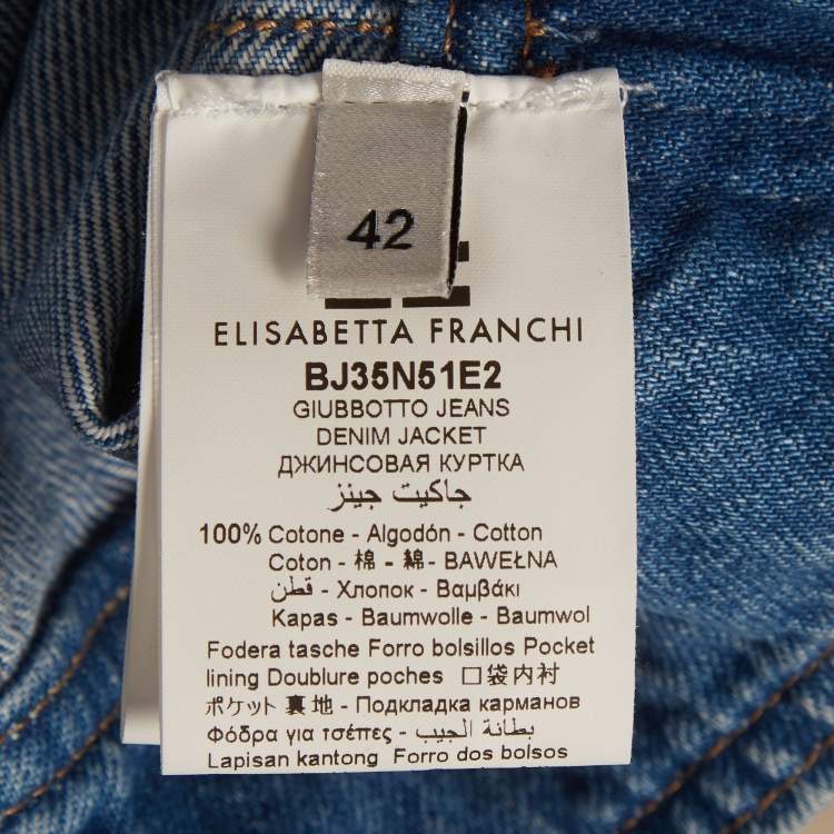 Pre Owned Elisabetta Franchi Blue Denim Oversized Cropped Jacket M