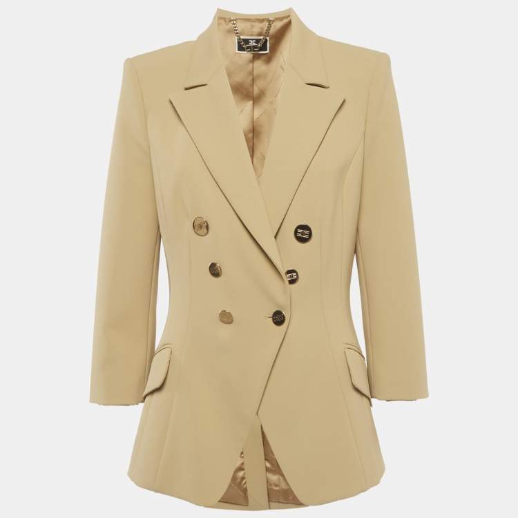 مملوكة مسبقًا Elisabetta Franchi Beige Double Breasted Blazer L
