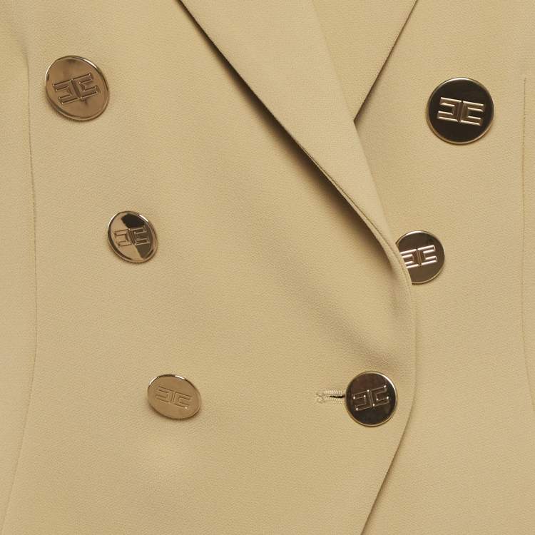 مملوكة مسبقًا Elisabetta Franchi Beige Double Breasted Blazer L