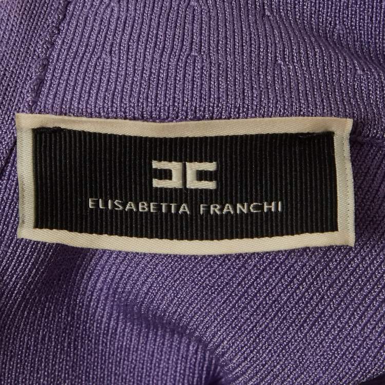 Pre Owned Elisabetta Franchi Lavender Stretch Knit Twin Button Midi Dress S