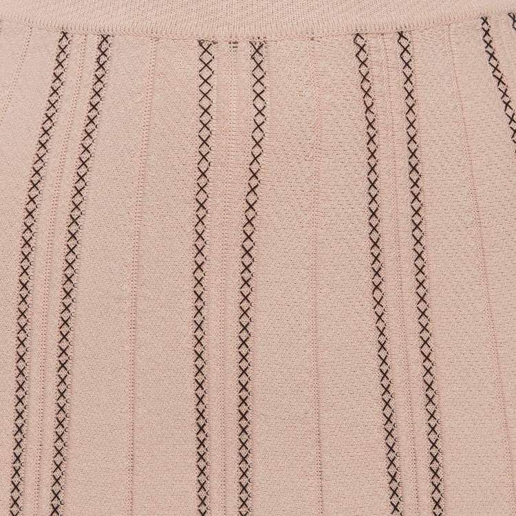 Pre Owned Elisabetta Franchi Beige Knit Gonna Di Maglia Mini Skirt S