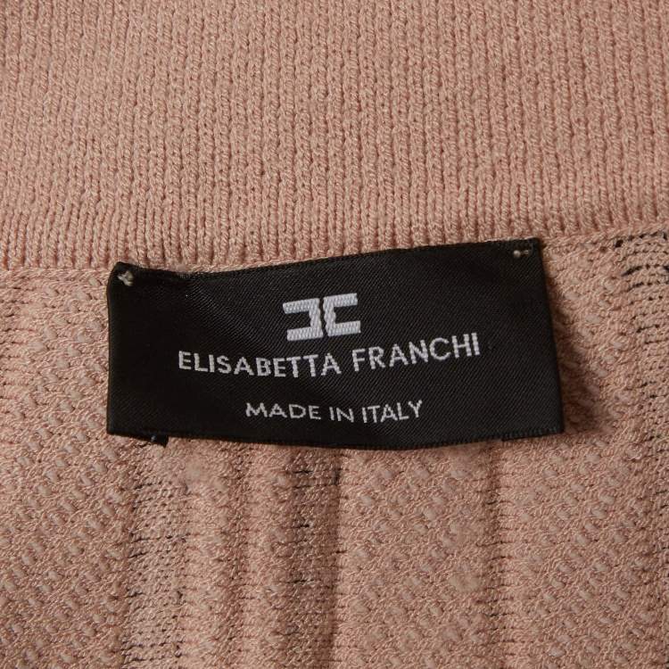 Pre Owned Elisabetta Franchi Beige Knit Gonna Di Maglia Mini Skirt S