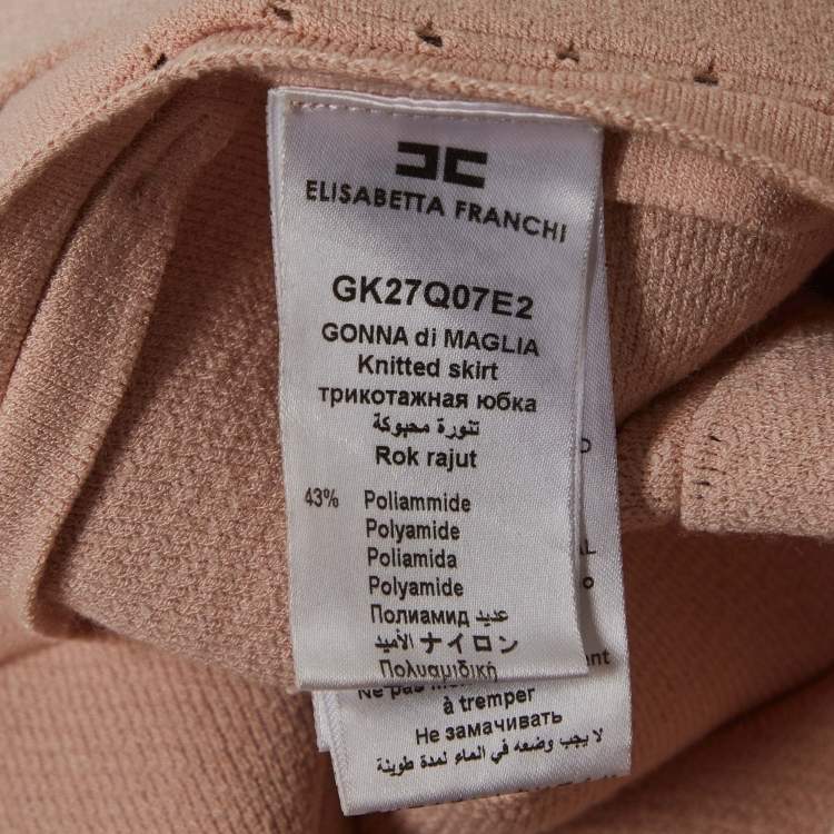 Pre Owned Elisabetta Franchi Beige Knit Gonna Di Maglia Mini Skirt S