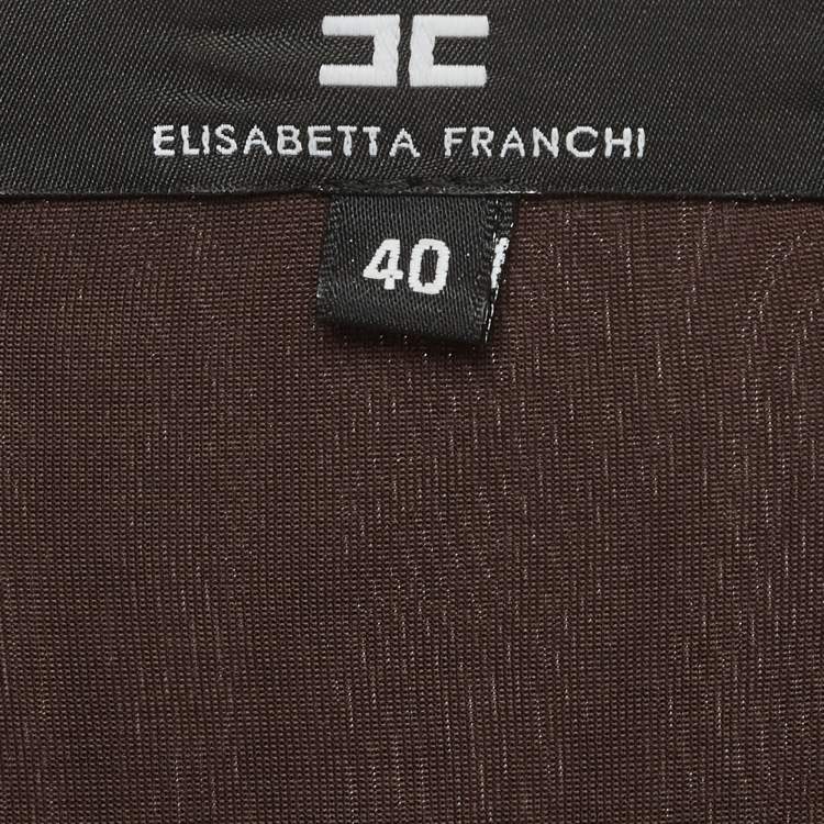 Pre Owned Elisabetta Franchi Brown Jersey Ruche Mini Dress S