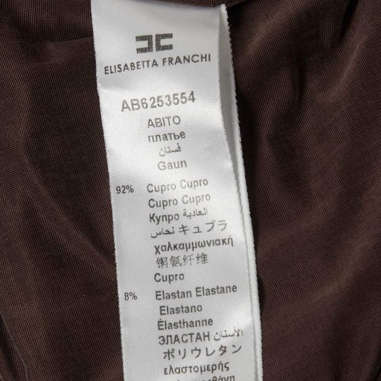 Pre Owned Elisabetta Franchi Brown Jersey Ruche Mini Dress S