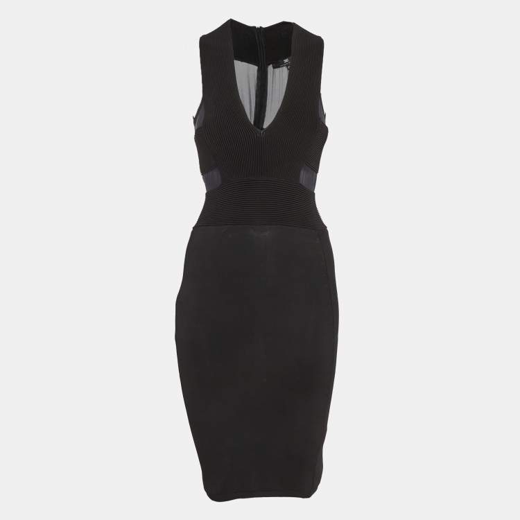 Pre Owned Elisabetta Franchi Black Stretch Knit Bodycon Dress M
