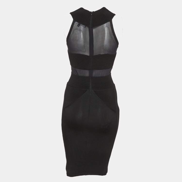 Pre Owned Elisabetta Franchi Black Stretch Knit Bodycon Dress M