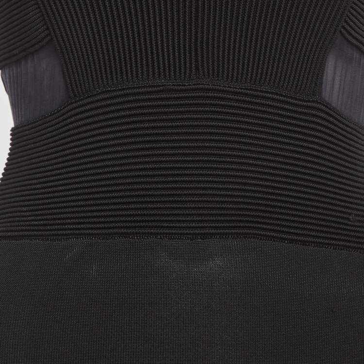 Pre Owned Elisabetta Franchi Black Stretch Knit Bodycon Dress M