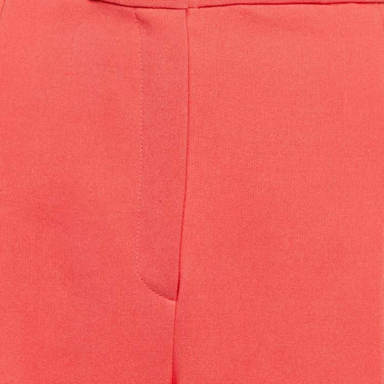 Pre Owned Elisabetta Franchi Coral Pink Crepe Tapered Trousers M
