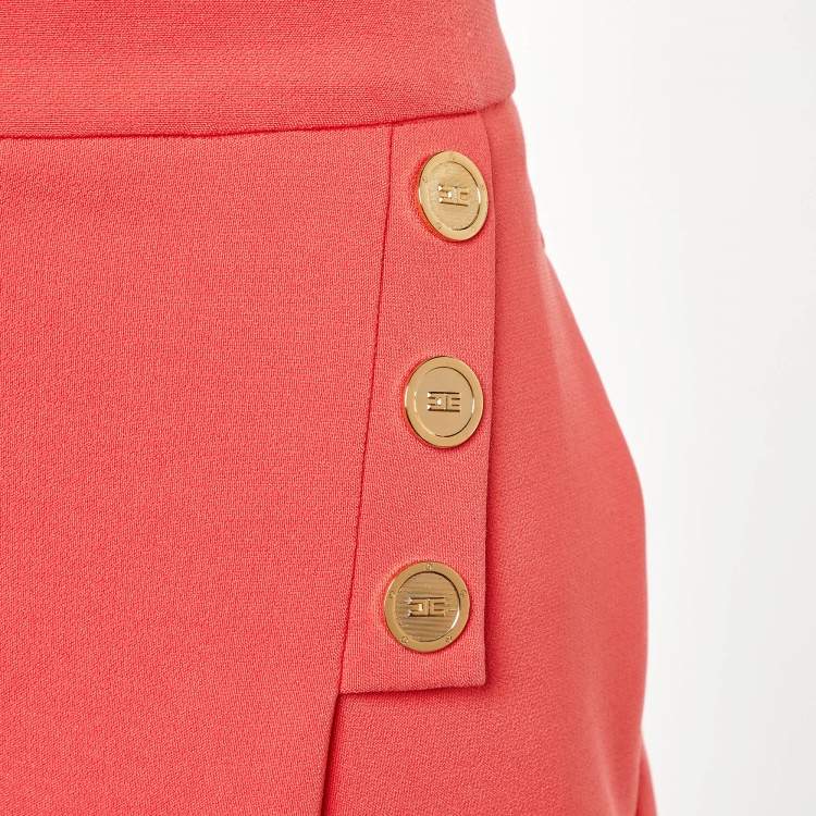 Pre Owned Elisabetta Franchi Coral Pink Crepe Tapered Trousers M