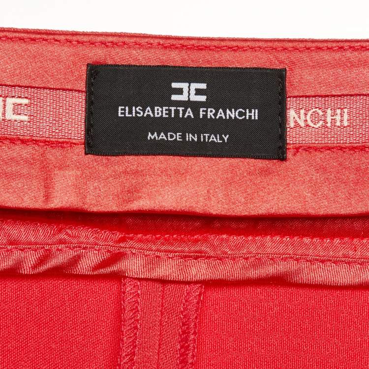 Pre Owned Elisabetta Franchi Coral Pink Crepe Tapered Trousers M