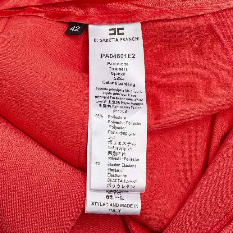 Pre Owned Elisabetta Franchi Coral Pink Crepe Tapered Trousers M