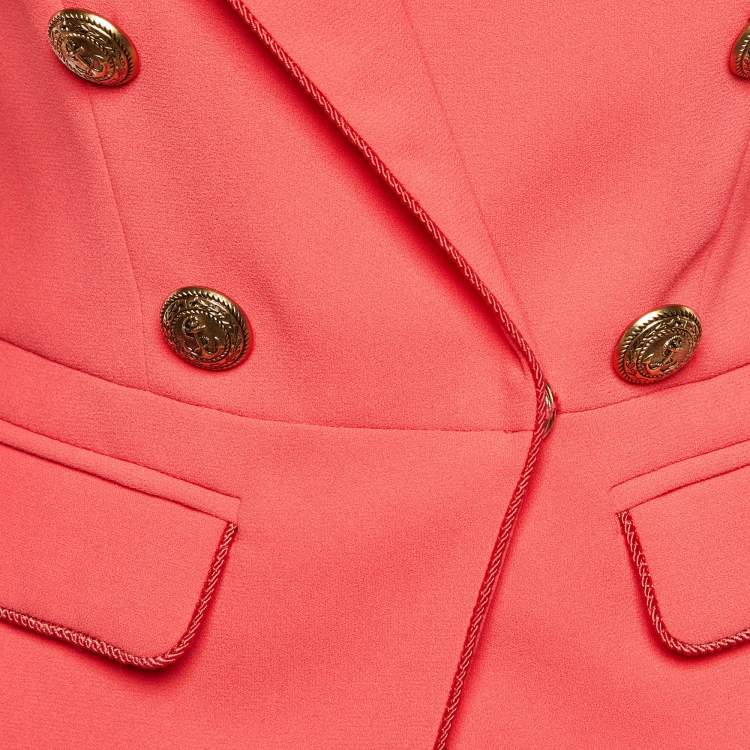 Pre Owned Elisabetta Franchi Coral Pink Crepe Peplum Short Jacket M