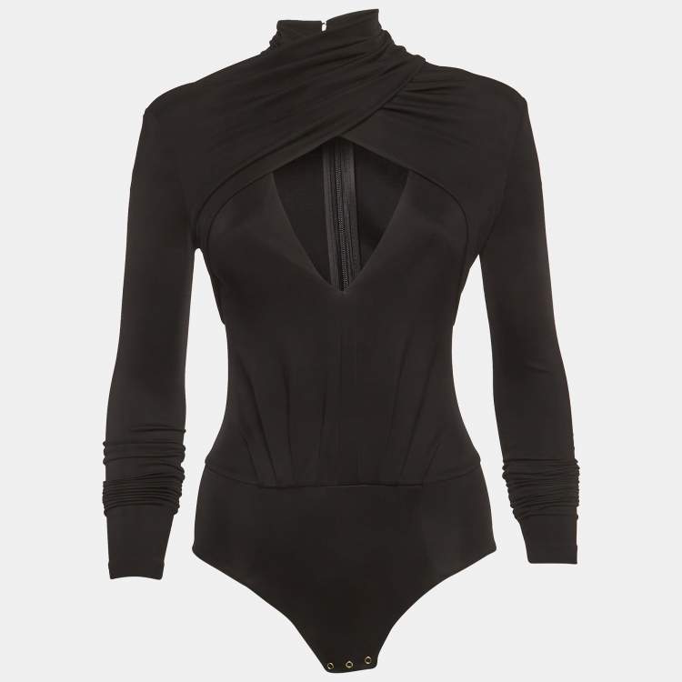 مملوكة مسبقًا Elisabetta Franchi Black Jersey Cut-Out Bodysuit S