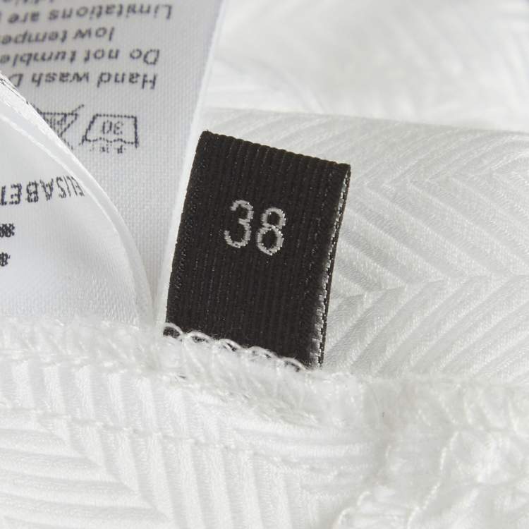 Pre Owned Elisabetta Franchi White Patterned Cotton Wrap Shirt S