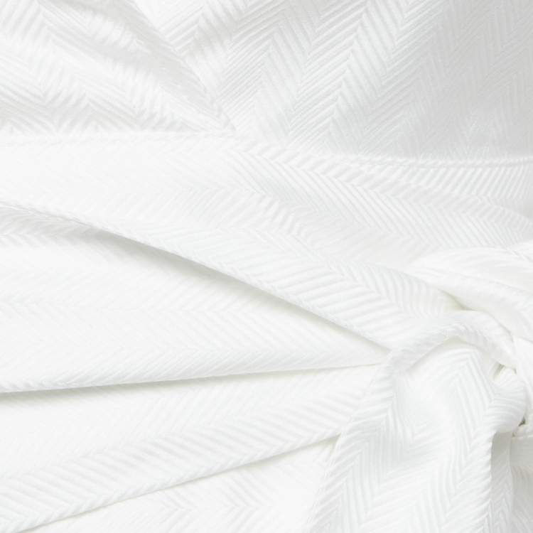 Pre Owned Elisabetta Franchi White Patterned Cotton Wrap Shirt S