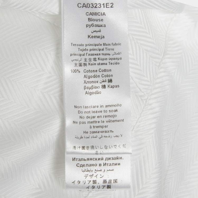 Pre Owned Elisabetta Franchi White Patterned Cotton Wrap Shirt S