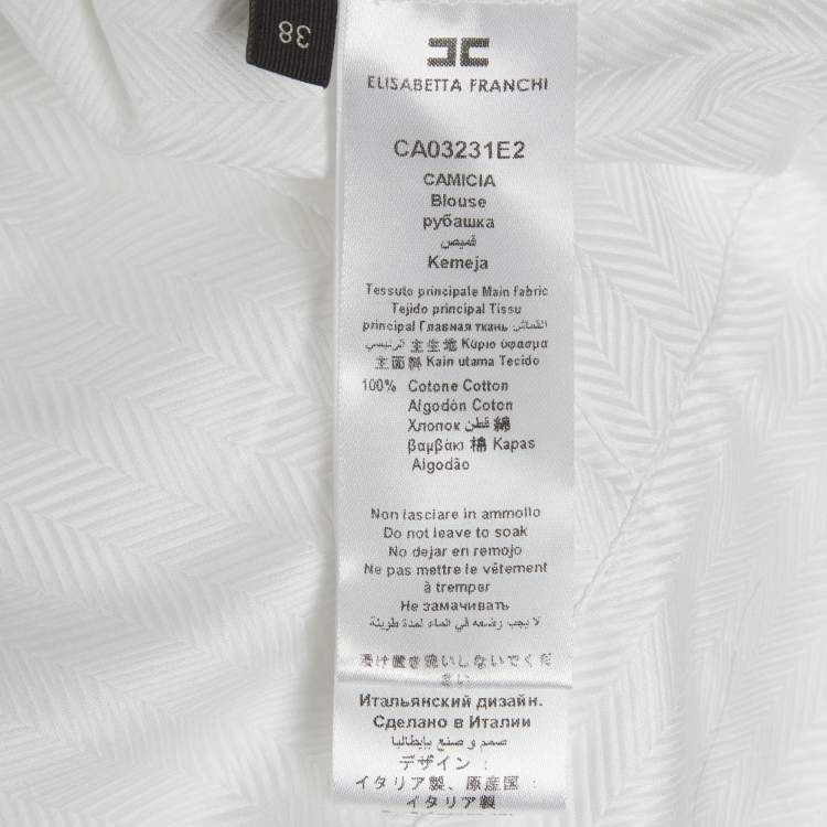 Pre Owned Elisabetta Franchi White Patterned Cotton Wrap Shirt S