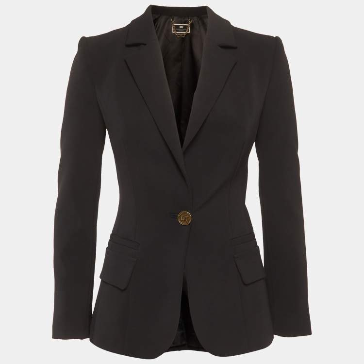 Pre Owned Elisabetta Franchi Black Crepe Blazer S