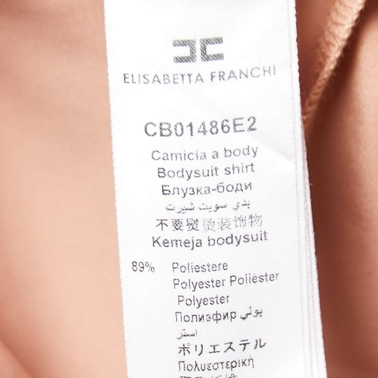 Pre Owned Elisabetta Franchi Pink Jersey Draped One Shoulder Bodysuit M